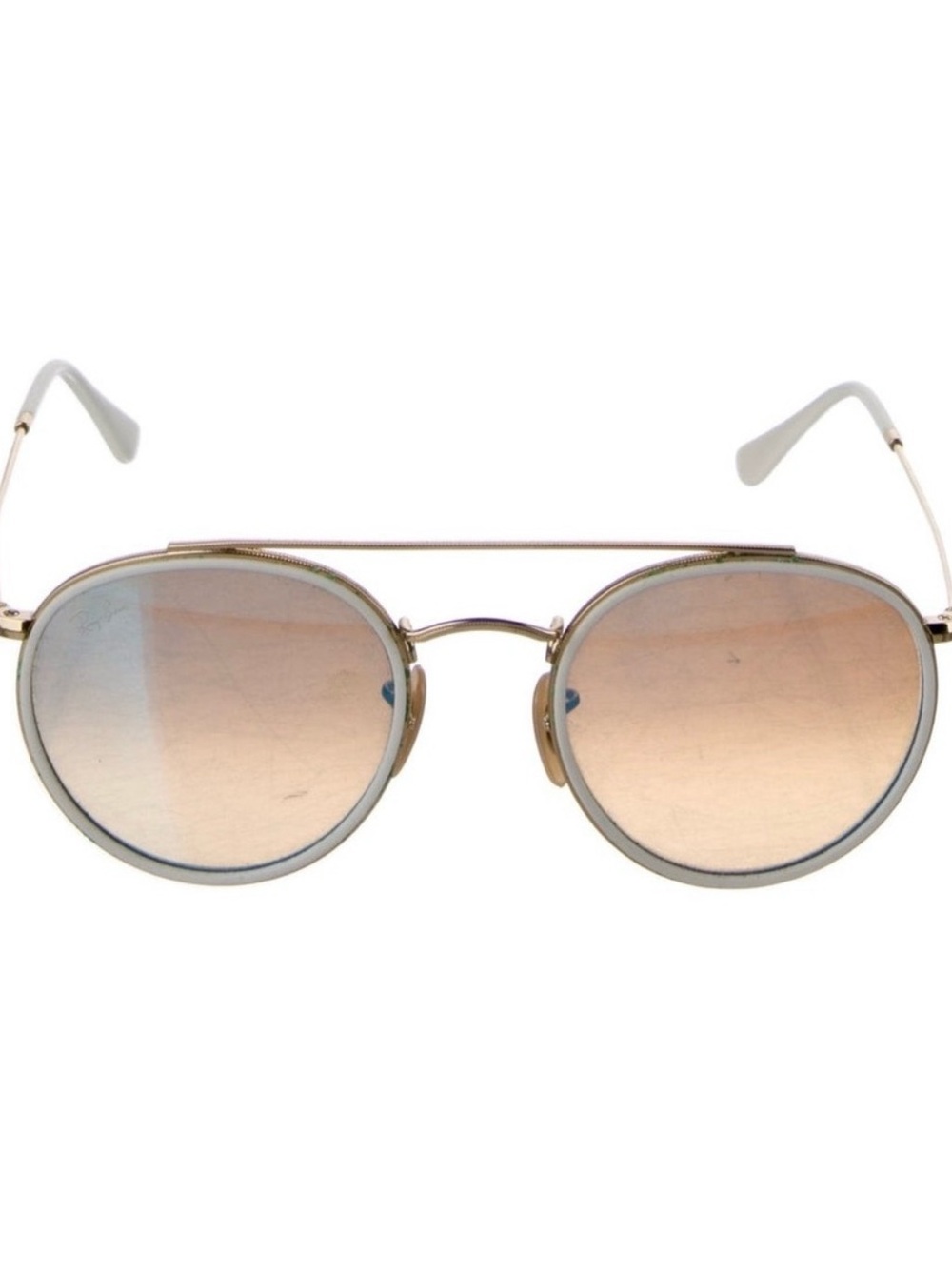 Ray-Ban Round Metal Sunglasses in Gold with Pink Gradient Lenses